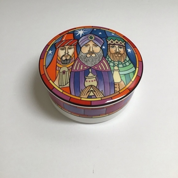 Mikasa Three Wise Men Christmas Trinket Box Lidded Dan Scannell Mosaic MCM Japan - Picture 5 of 11